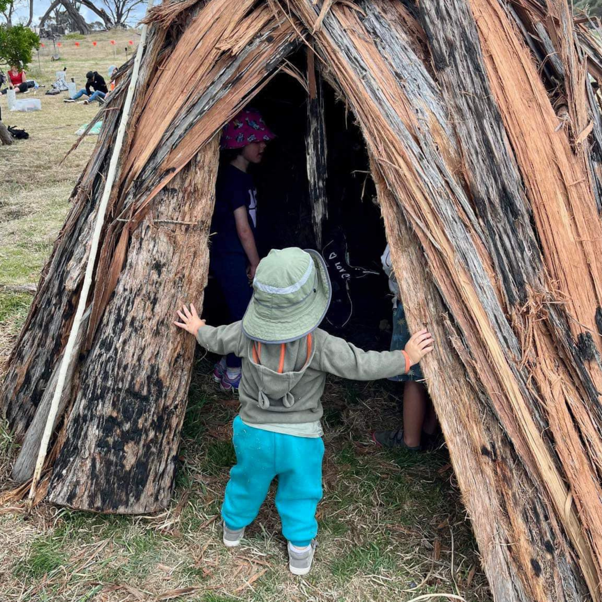 Child in a Tasmanian Aboriginal hut