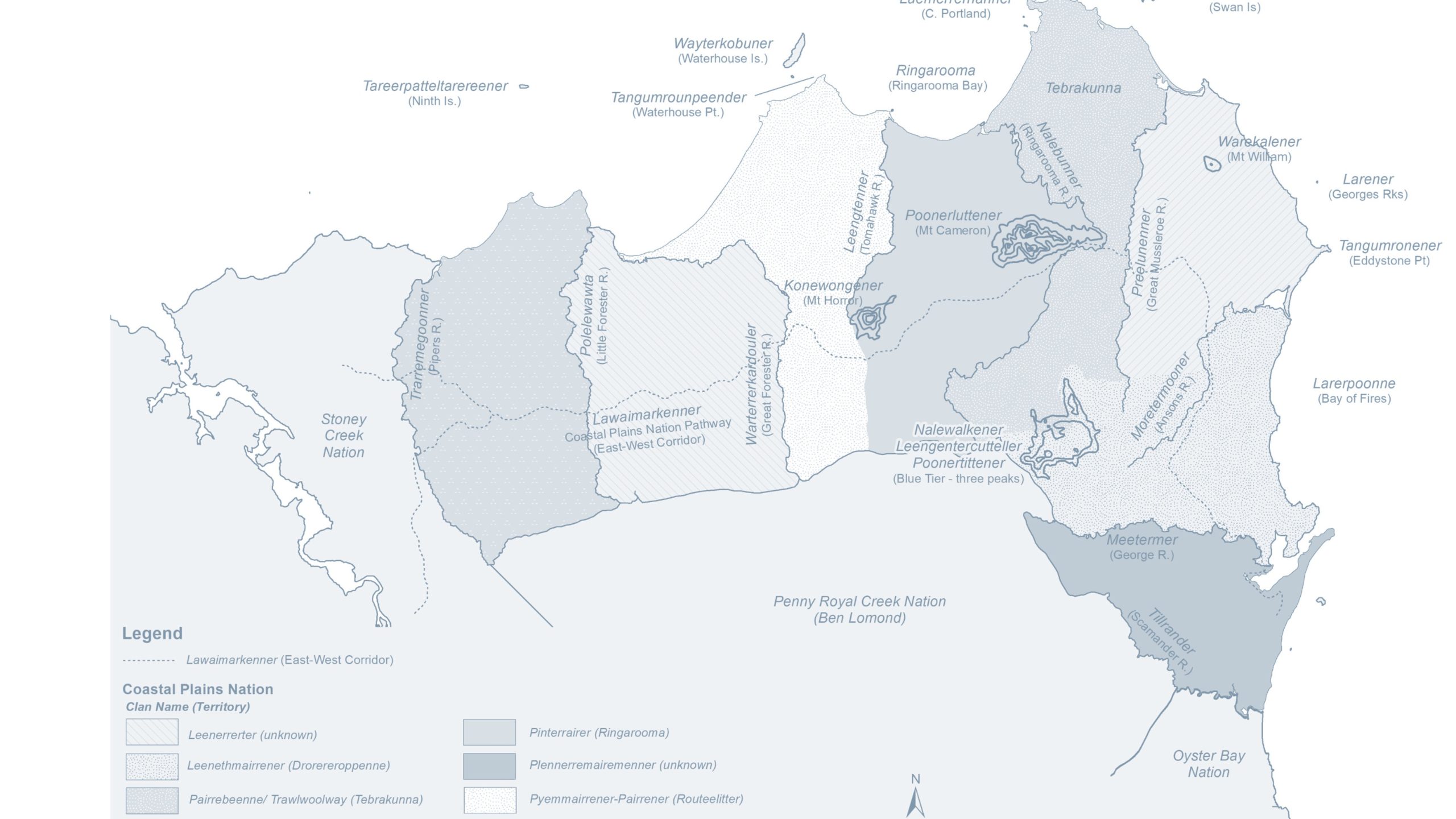 Coastal Plains Nation Map Map of the Tasmanian Aboriginal Coastal Plains Nation
